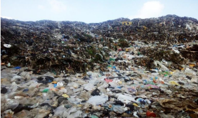 Alt = Stockpile of polythene at the Olusosun dumpsite in Lagos